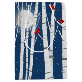 Rode kardinalen in de vogelboom medium cadeauzakje