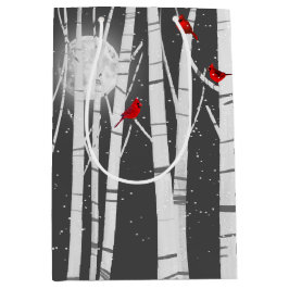 Rode kardinalen in de vogelboom medium cadeauzakje