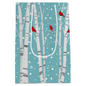 Rode kardinalen in de vogelboom medium cadeauzakje (Achterkant)