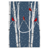 Rode kardinalen in de vogelboom medium cadeauzakje (Achterkant)