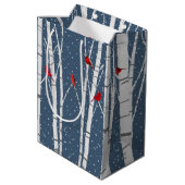 Rode kardinalen in de vogelboom medium cadeauzakje (Achterkant Gekanteld)