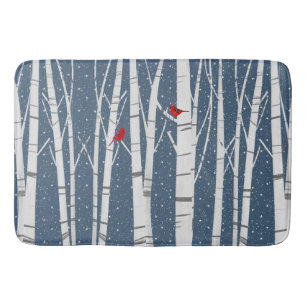 Rode kardinalen in sneeuwvlokken badmat