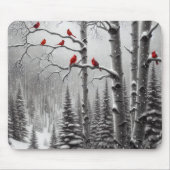 Rode Kardinalen in Winterbos Muismat (Voorkant)
