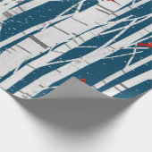 Rode kardinalen in witte vogelbomen cadeaupapier (Hoek)