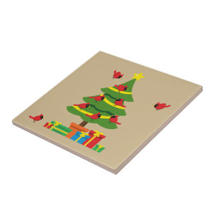Rode Kardinalen - Kerst Merrier samen doorgebracht Tegeltje