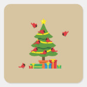Rode Kardinalen - Kerst Merrier samen doorgebracht Vierkante Sticker (Voorkant)