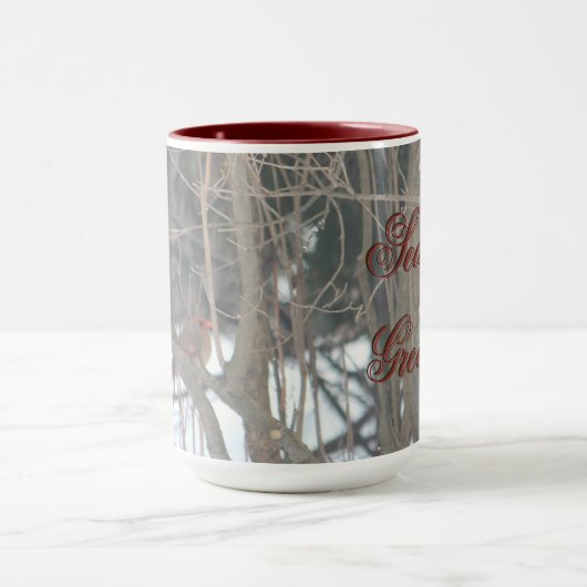 Rode Kardinalen Kerst Mok (Midden)