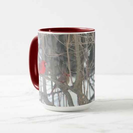 Rode Kardinalen Kerst Mok (Voorkant links)