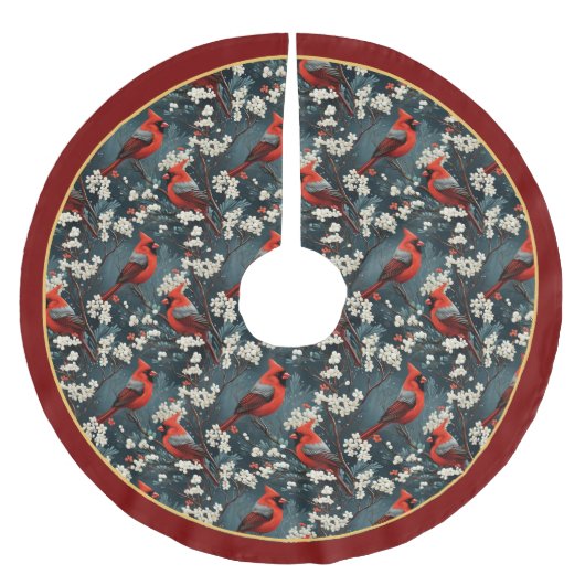 Rode Kardinalen Kerstboom Vloerkleed Rok (Voorkant)