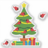 Rode Kardinalen - Kerstmis Samen Gevierd Sticker (Voorkant)