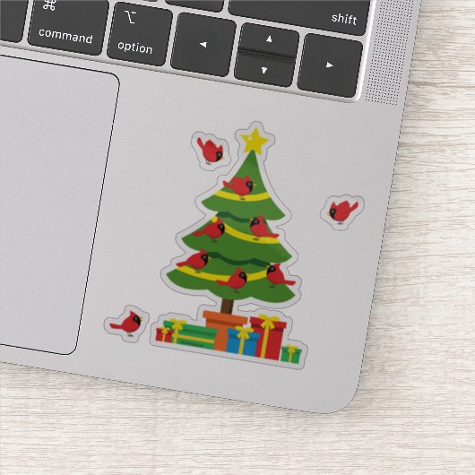 Rode Kardinalen - Kerstmis Samen Gevierd Sticker (Detail)