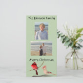 Rode Kardinalen Kerstvogels Lichtgroen Feestdagenkaart (Staand voorkant)