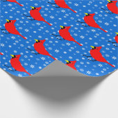 Rode kardinalen met sneeuw cadeaupapier (Hoek)