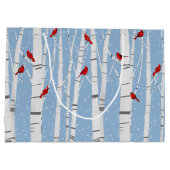 Rode kardinalen op berkenbomen groot cadeauzakje (Achterkant)