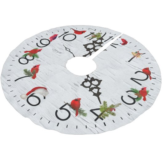 Rode kardinalen op berkenontwerp kerstboom rok (Gekanteld)