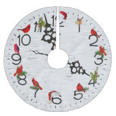 Rode kardinalen op berkenontwerp kerstboom rok (Voorkant)