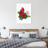 Rode kardinalen op Kerstversiering Canvas Afdruk (Insitu (Slaapkamer))