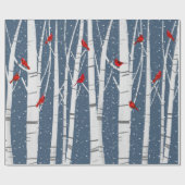 Rode kardinalen op witte baars cadeaupapier (Vlak)