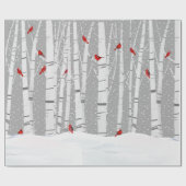 Rode kardinalen op witte baars cadeaupapier (Vlak)