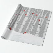 Rode kardinalen op witte baars cadeaupapier (Uitgerold)