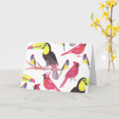Rode kardinalen, toucans en kieuwvinnen kaart (Gele Bloem)