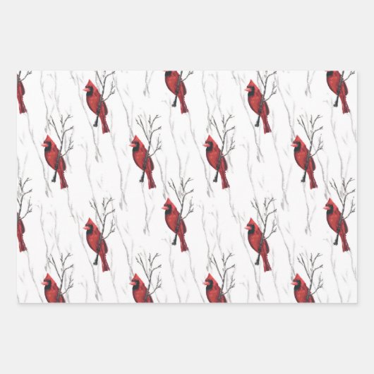 Rode Kardinalen Vakantie Inpakpapier Vel (Voorkant 2)