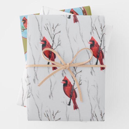 Rode Kardinalen Vakantie Inpakpapier Vel (In situ)