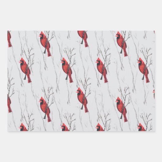 Rode Kardinalen Vakantie Inpakpapier Vel (Voorkant)