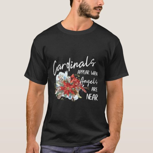 Rode kardinalen verschijnen als engelen dichtbij v t-shirt (Voorkant)