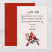 Rode Kardinalen Vogels Vrouwen Verjaardag Bedankkaart (Voorkant / Achterkant)