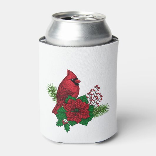 Rode kardinalen voor kerstversiering blikjeskoeler (Blikje Voorkant)