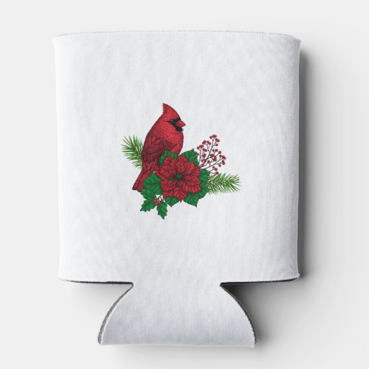 Rode kardinalen voor kerstversiering blikjeskoeler (Achterkant)