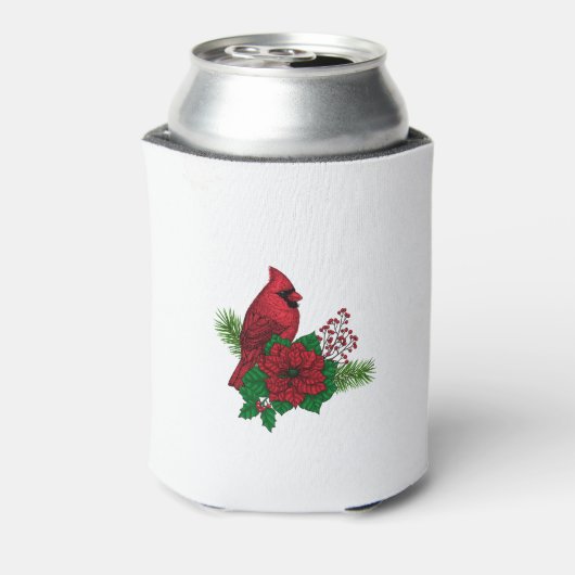 Rode kardinalen voor kerstversiering blikjeskoeler (Blikje Achterkant)