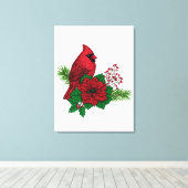 Rode kardinalen voor kerstversiering canvas afdruk (Insitu (Houten vloer))