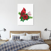 Rode kardinalen voor kerstversiering canvas afdruk (Insitu (Slaapkamer))