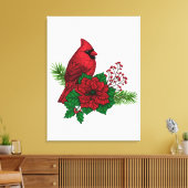 Rode kardinalen voor kerstversiering canvas afdruk (Insitu (Woonkamer))