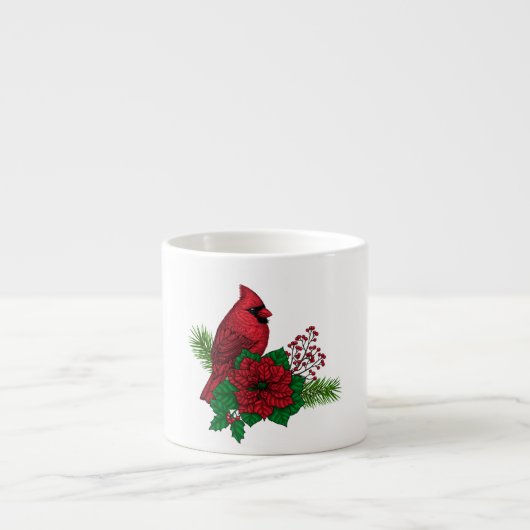 Rode kardinalen voor kerstversiering espresso kop (Voorkant)