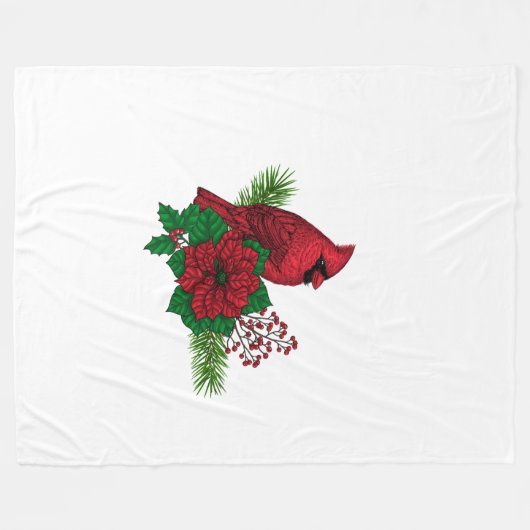Rode kardinalen voor kerstversiering fleece deken (Voorkant (Horizontaal))
