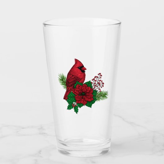 Rode kardinalen voor kerstversiering glas (Voorkant)