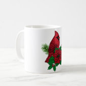 Rode kardinalen voor kerstversiering koffiemok (Voorkant links)