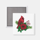 Rode kardinalen voor kerstversiering magneet (Voorkant / Achterkant)