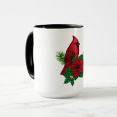 Rode kardinalen voor kerstversiering mok (Voorkant links)