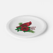 Rode kardinalen voor kerstversiering papieren bordje (Gekanteld)