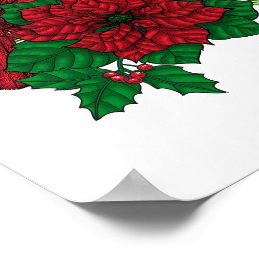 Rode kardinalen voor kerstversiering poster (Hoek)