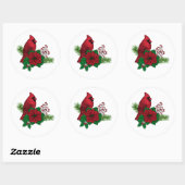 Rode kardinalen voor kerstversiering ronde sticker (Vel)