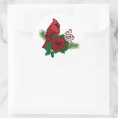 Rode kardinalen voor kerstversiering ronde sticker (Tas)