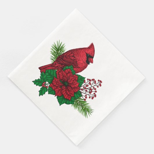 Rode kardinalen voor kerstversiering servet (Hoek)