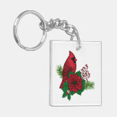 Rode kardinalen voor kerstversiering sleutelhanger (Voorkant Links)