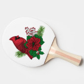 Rode kardinalen voor kerstversiering tafeltennisbatje (Zijkant)