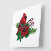 Rode kardinalen voor kerstversiering vierkante klok (Hoek)